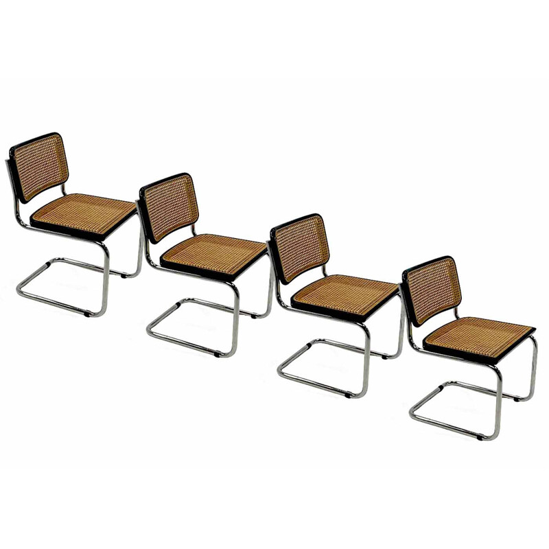 Lot de 4 chaises vintage Cesca B32 noires, Italy