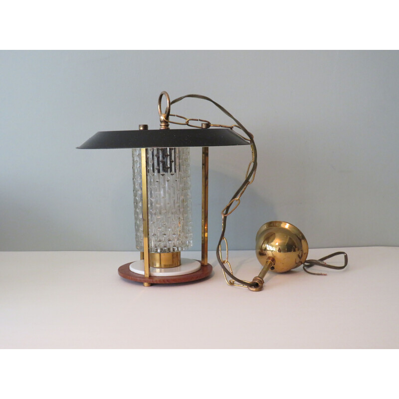 Vintage teak wood lantern, France 1960