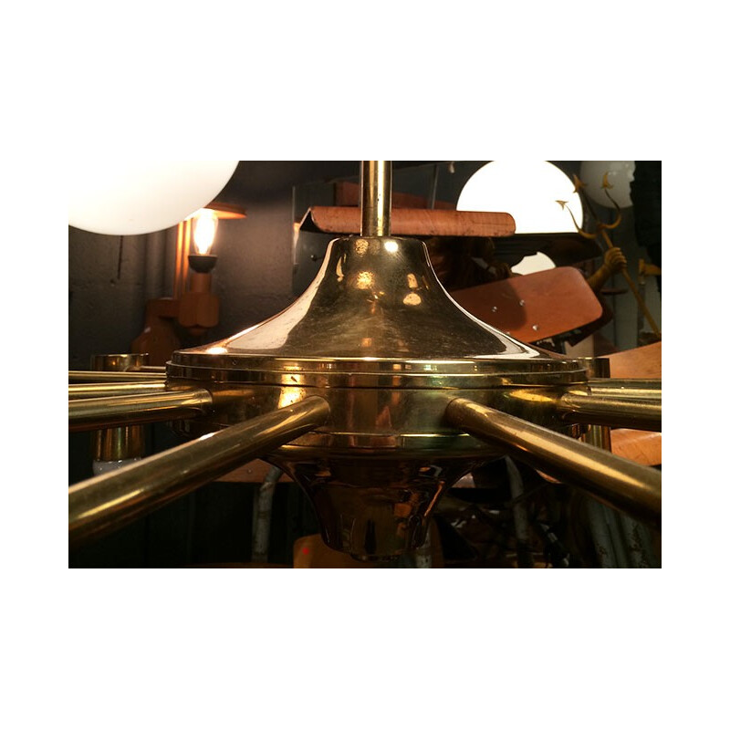 Brass chandelier by Gaetano Sciolari