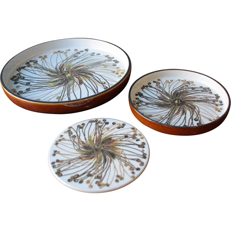 Set of 3 Royal Copenhagen flower plates in ceramic, Ellen MALMER - 1970s