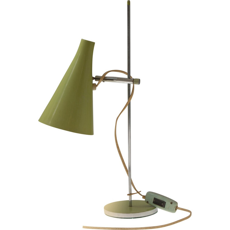 Lampe de table verte olive Lidokov en métal, Josef HURKA - 1960