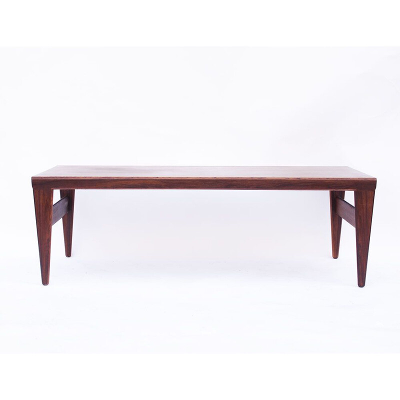 Large coffee table Scandinavian Rio rosewood, 2 extensions Illum Wikkelso Danish 1950