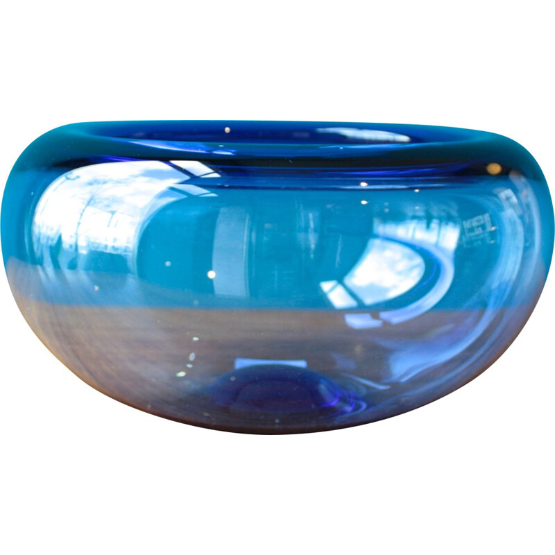 Danish Holmegaard "Provence" bowl in blue glass, Per LÜTKEN - 1950s