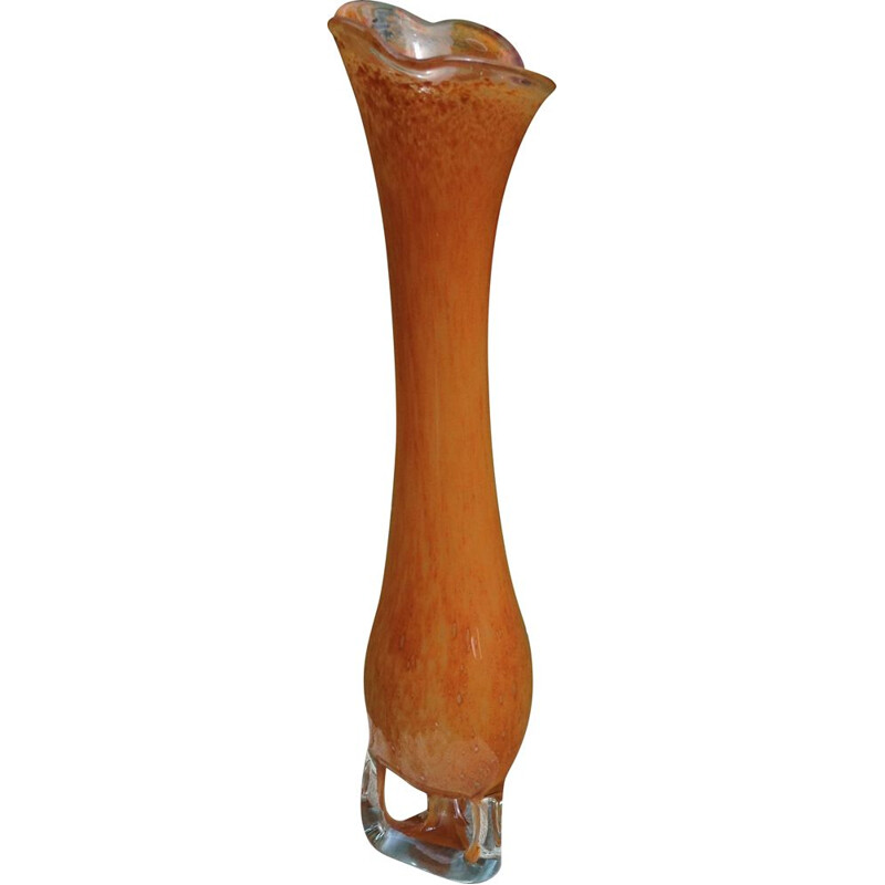 Gigantic vintage orange design vase in excellent condition