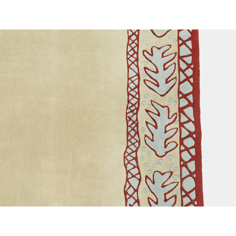 Vintage rug by Garouste and Bonetti beige red green wool 1993