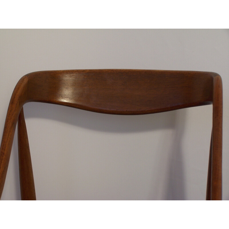 Set of 4 Uldum Mobelfabrik chairs in teak and black leatherette, Johannes ANDERSEN - 1960s