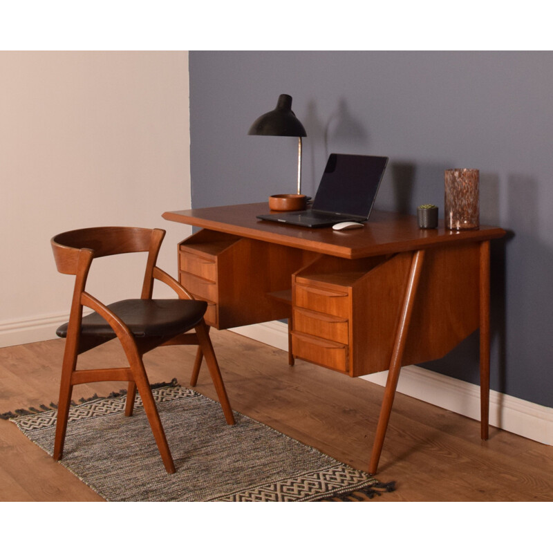 Vintage Teak Desk With Bookcase By Gunnar Nielsen Tibergaard Danish 