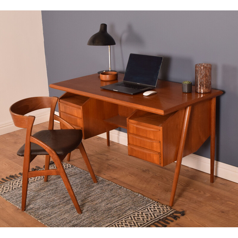 Vintage Teak Desk With Bookcase By Gunnar Nielsen Tibergaard Danish 