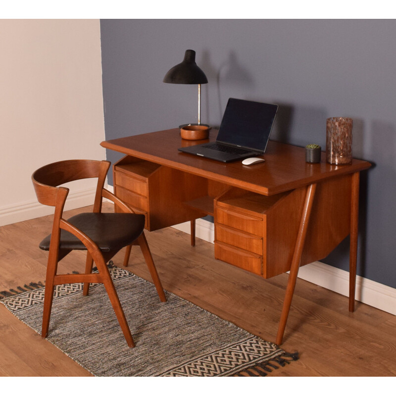 Vintage Teak Desk With Bookcase By Gunnar Nielsen Tibergaard Danish 