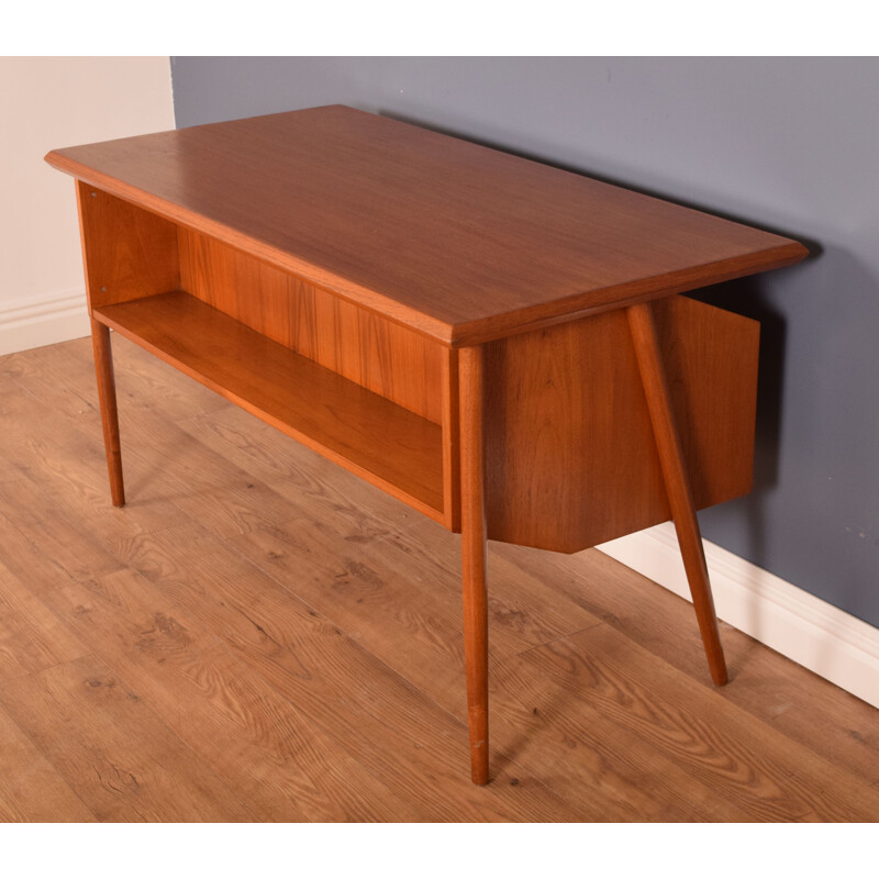 Vintage Teak Desk With Bookcase By Gunnar Nielsen Tibergaard Danish 