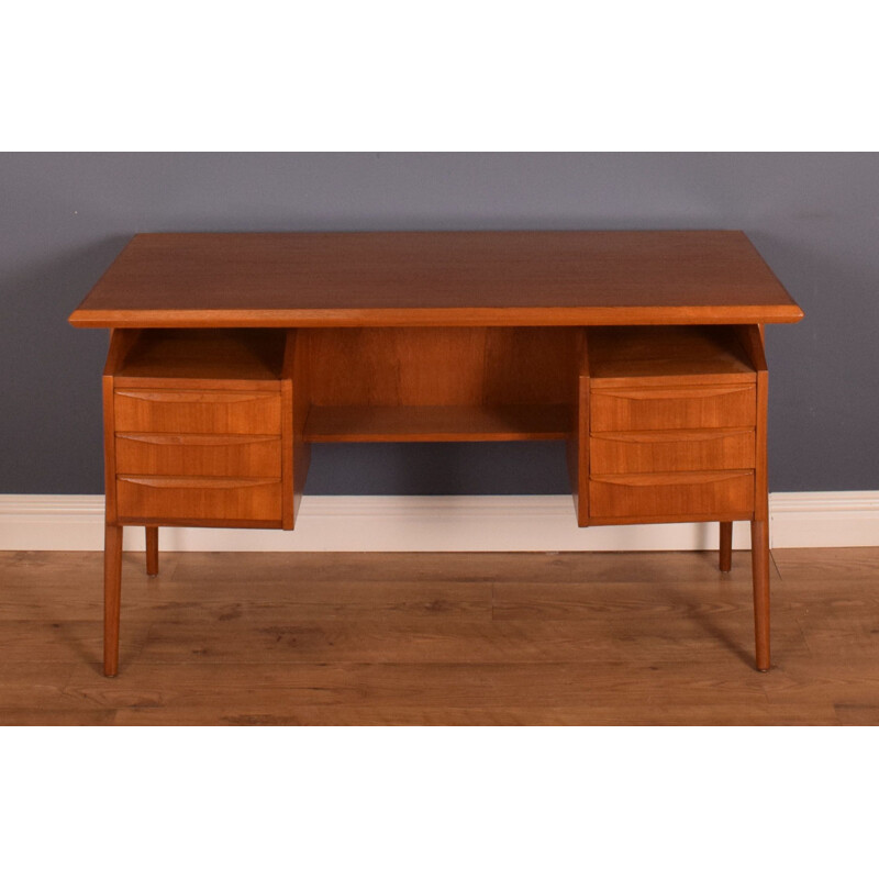 Vintage Teak Desk With Bookcase By Gunnar Nielsen Tibergaard Danish 