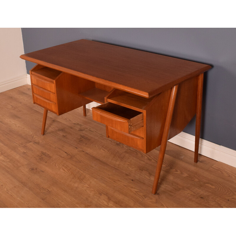 Vintage Teak Desk With Bookcase By Gunnar Nielsen Tibergaard Danish 