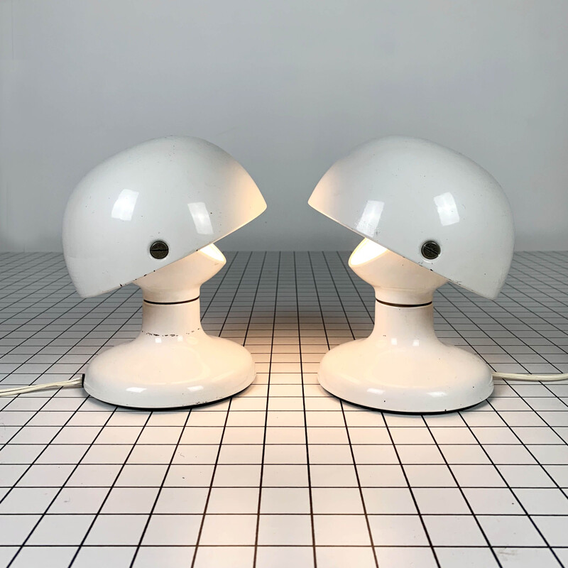 Pair of vintage White Jucker 147 Table Lamps by Tobia & Afra Scarpa for Flos, 1960s