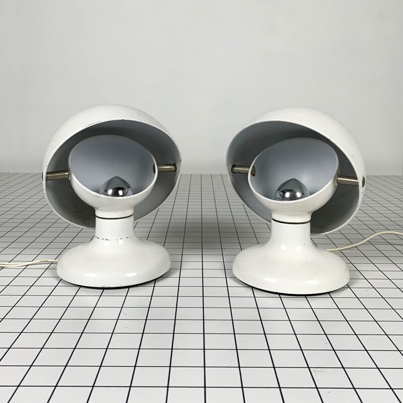 Pair of vintage White Jucker 147 Table Lamps by Tobia & Afra Scarpa for Flos, 1960s