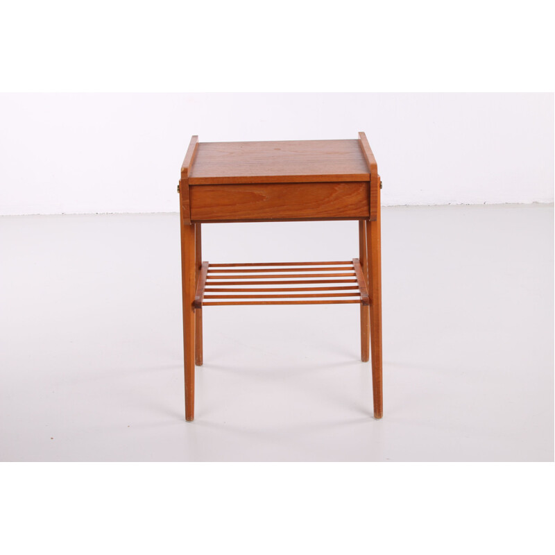 Vintage bedside table with slats Danish 1960s