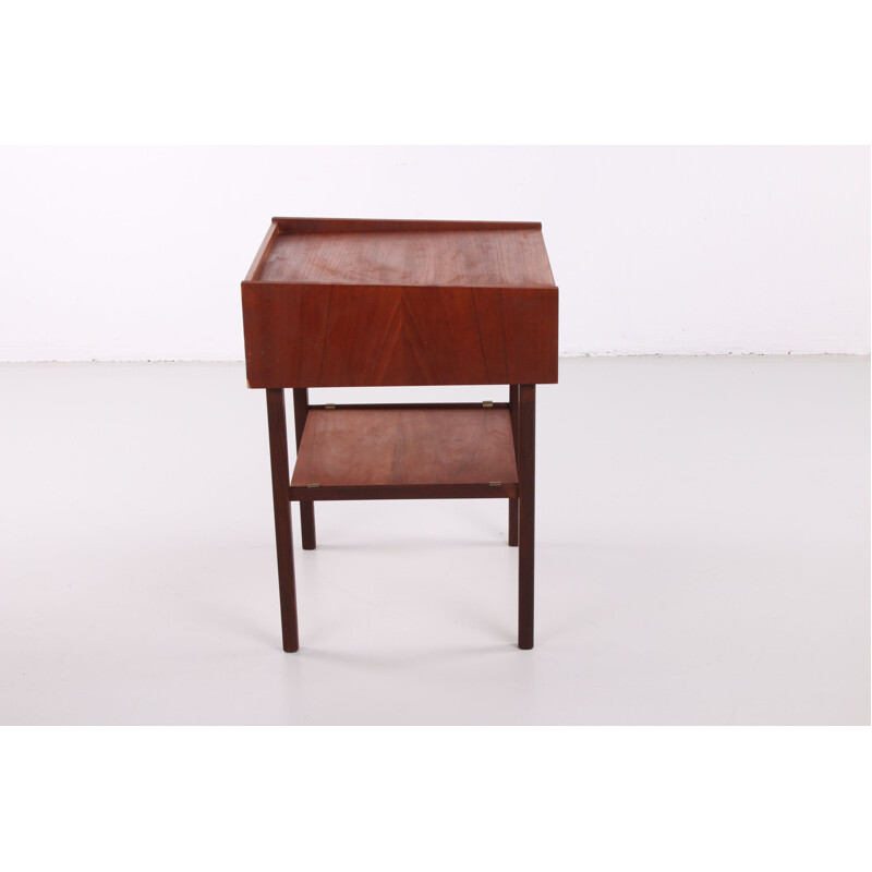 Vintage dark teak bedside table, 1950s