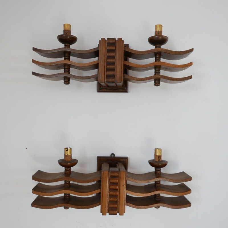 Pair of Vintage Wall Lights in Manner of Dudouyt Art Deco French 1940s