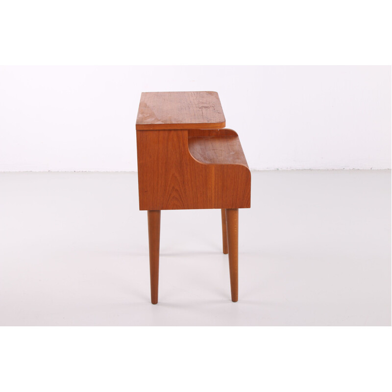 Vintage open nightstand with drawer Danish 1960s