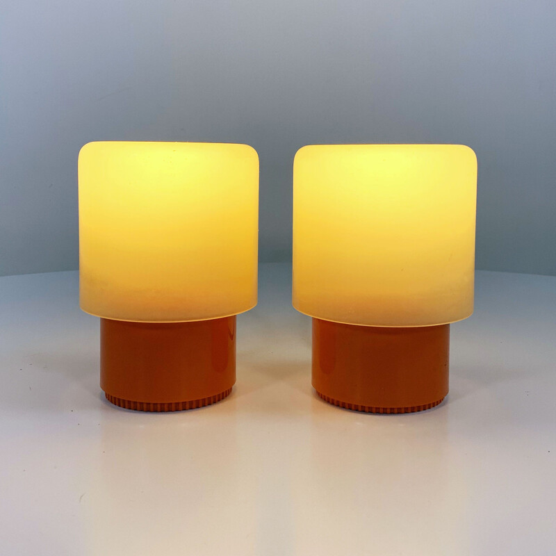 Pair of vintage KD32 "Tic Tac" Table Lamps by Giotto Stoppino for Kartell, 1970s