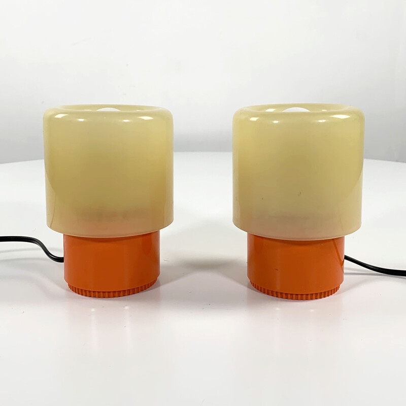 Pair of vintage KD32 "Tic Tac" Table Lamps by Giotto Stoppino for Kartell, 1970s