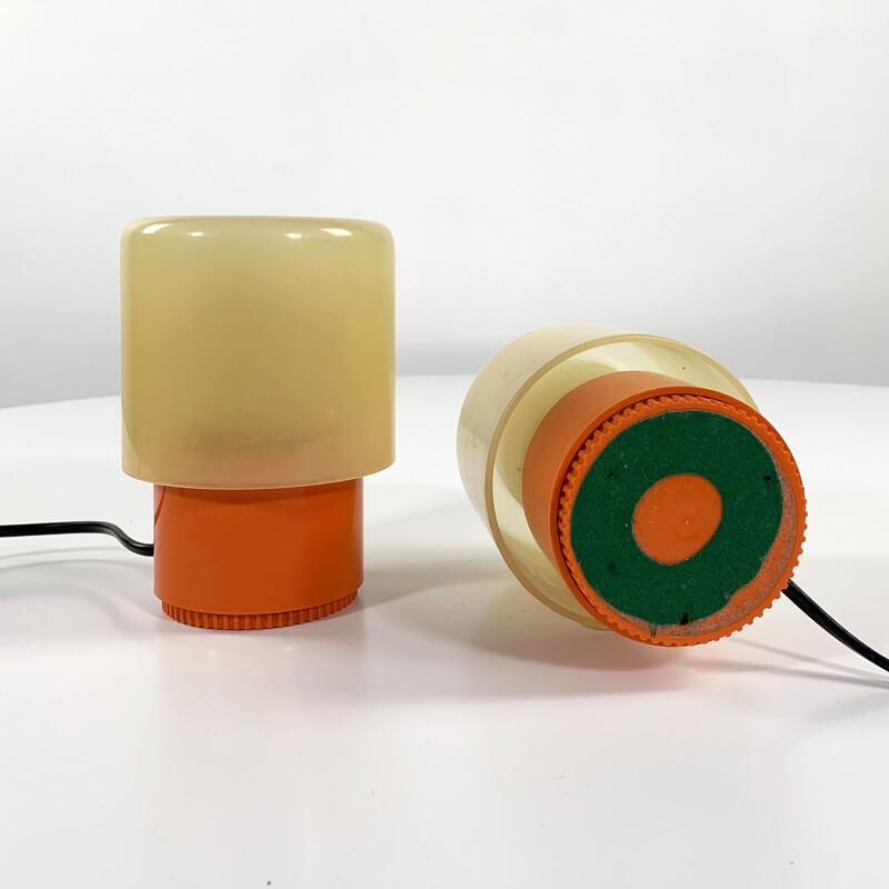 Pair of vintage KD32 "Tic Tac" Table Lamps by Giotto Stoppino for Kartell, 1970s