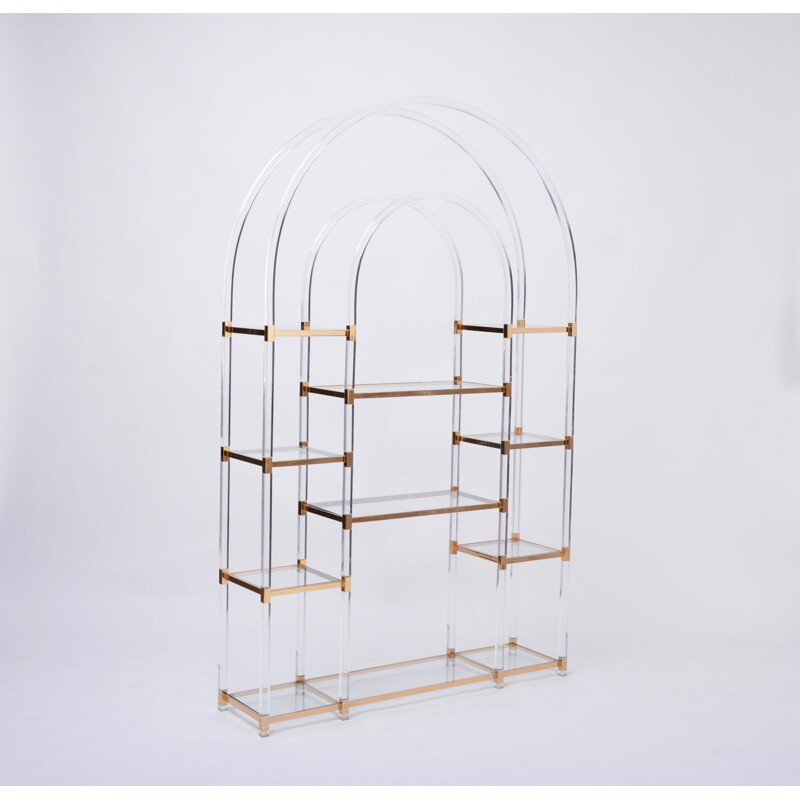 Maison Jansen Hollywood Regency large square glass shelf, 1970