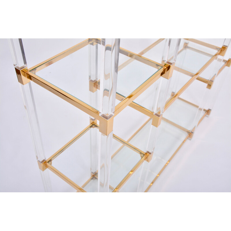 Maison Jansen Hollywood Regency large square glass shelf, 1970