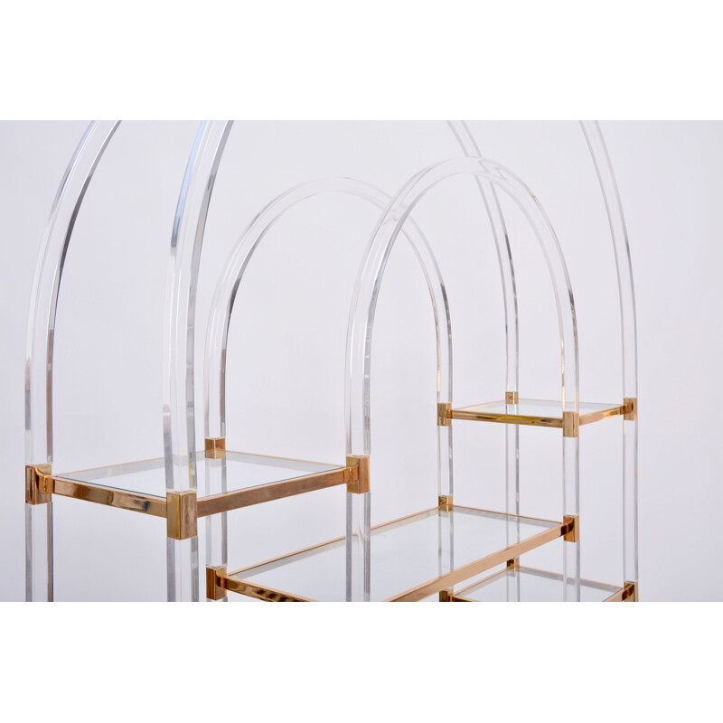 Maison Jansen Hollywood Regency large square glass shelf, 1970