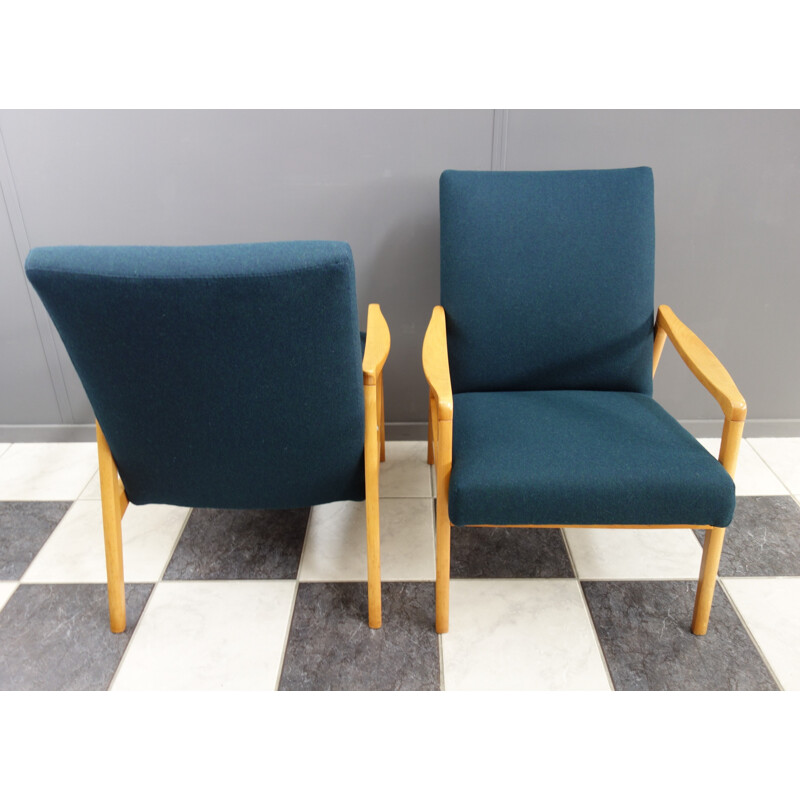 Pair of vintage chairs  Jiroutek Petrol color 1960s