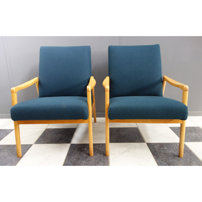 Pair of vintage chairs  Jiroutek Petrol color 1960s