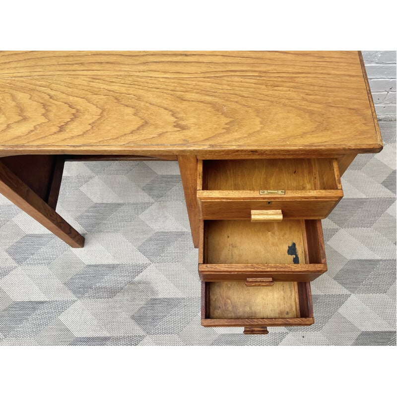 Vintage Wooden Extending Desk with Drawers 