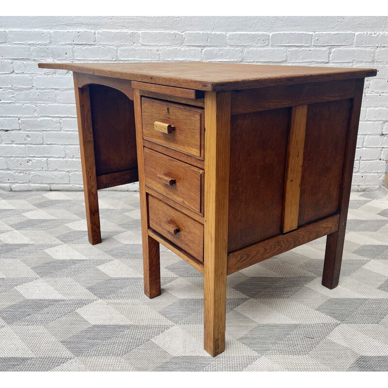 Vintage Wooden Extending Desk with Drawers 