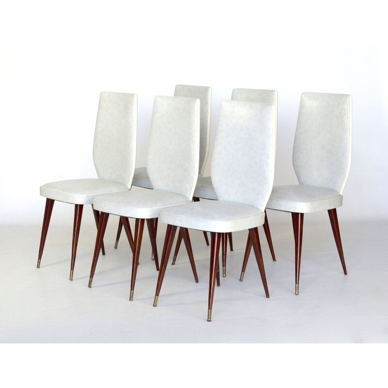 Set of 6 vintage vinyl chairs by Vittorio Dassi, Italy 1950