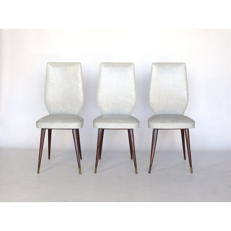 Set of 6 vintage vinyl chairs by Vittorio Dassi, Italy 1950