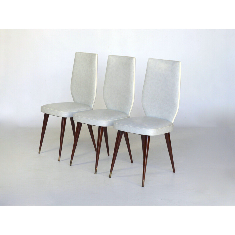 Set of 6 vintage vinyl chairs by Vittorio Dassi, Italy 1950