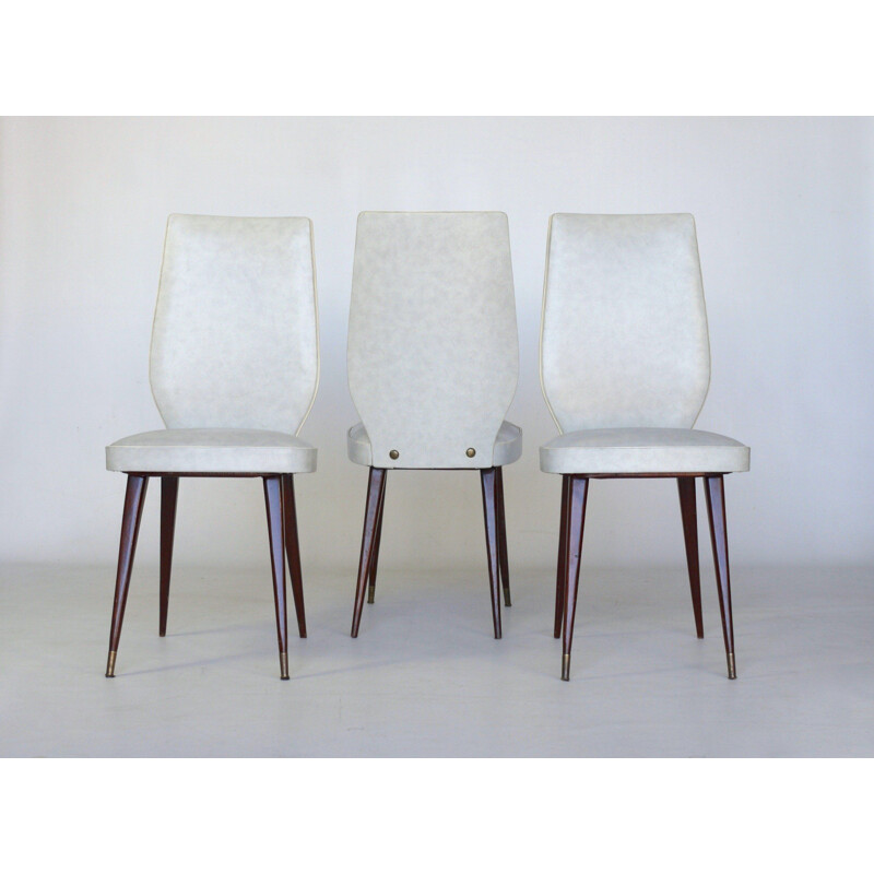 Set of 6 vintage vinyl chairs by Vittorio Dassi, Italy 1950