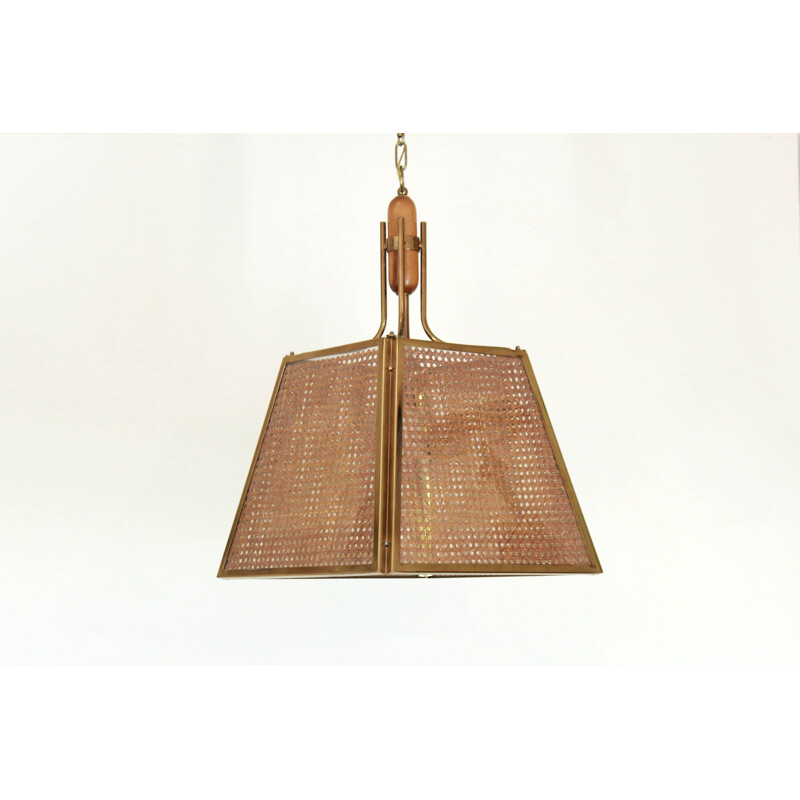 Vintage wicker ceiling lamp 1970s