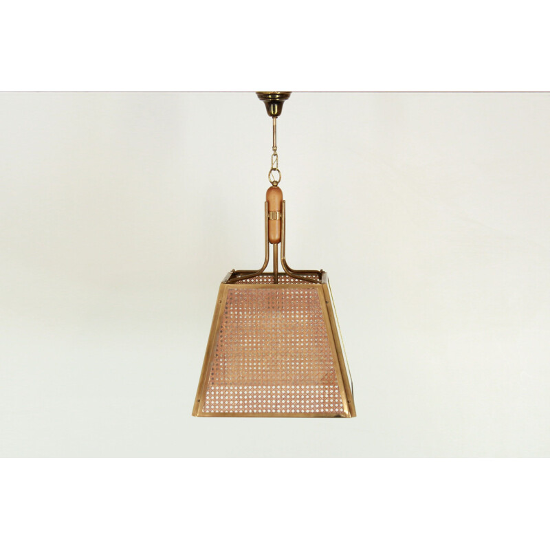 Vintage wicker ceiling lamp 1970s