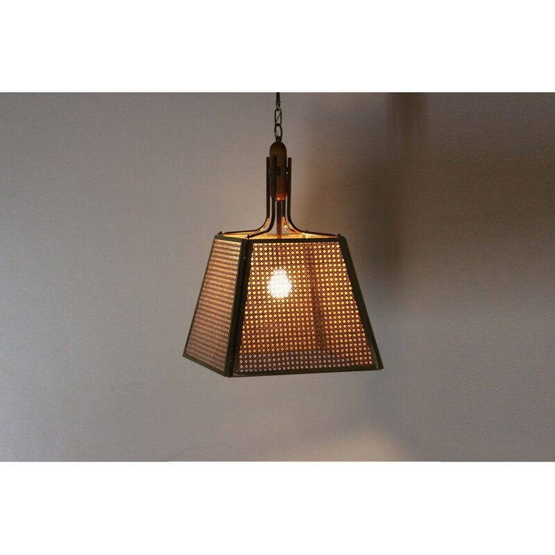 Vintage wicker ceiling lamp 1970s