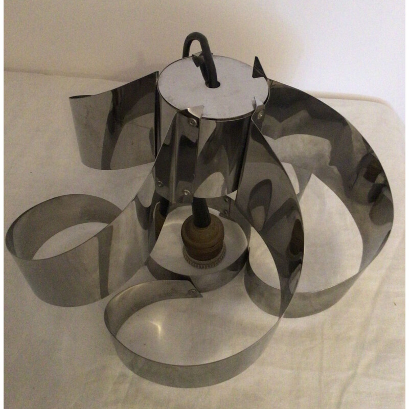 Vintage metal leaf hanging lamp 1960s