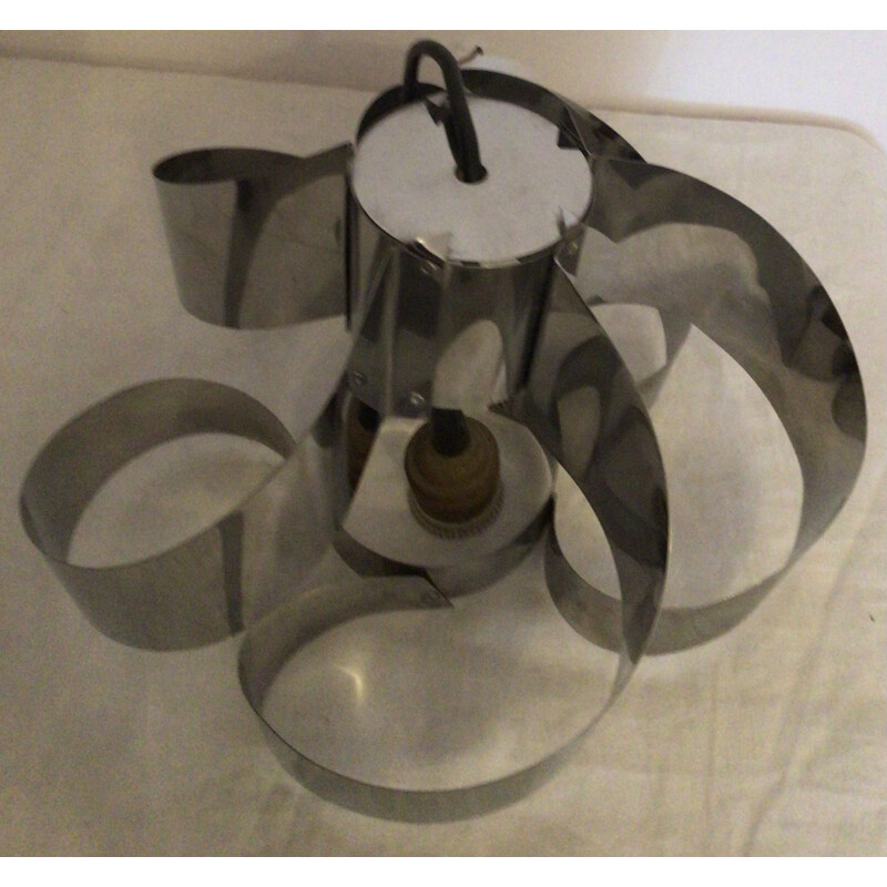 Vintage metal leaf hanging lamp 1960s