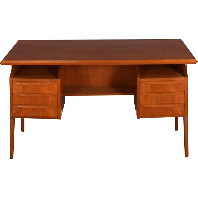 Vintage Teak Desk With Bookcase By Gunnar Nielsen Tibergaard Danish 