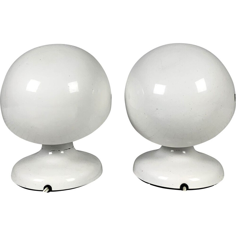 Pair of vintage White Jucker 147 Table Lamps by Tobia & Afra Scarpa for Flos, 1960s