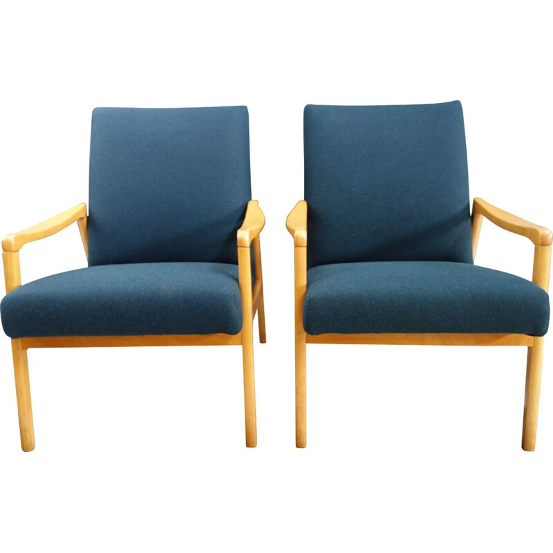 Pair of vintage chairs  Jiroutek Petrol color 1960s