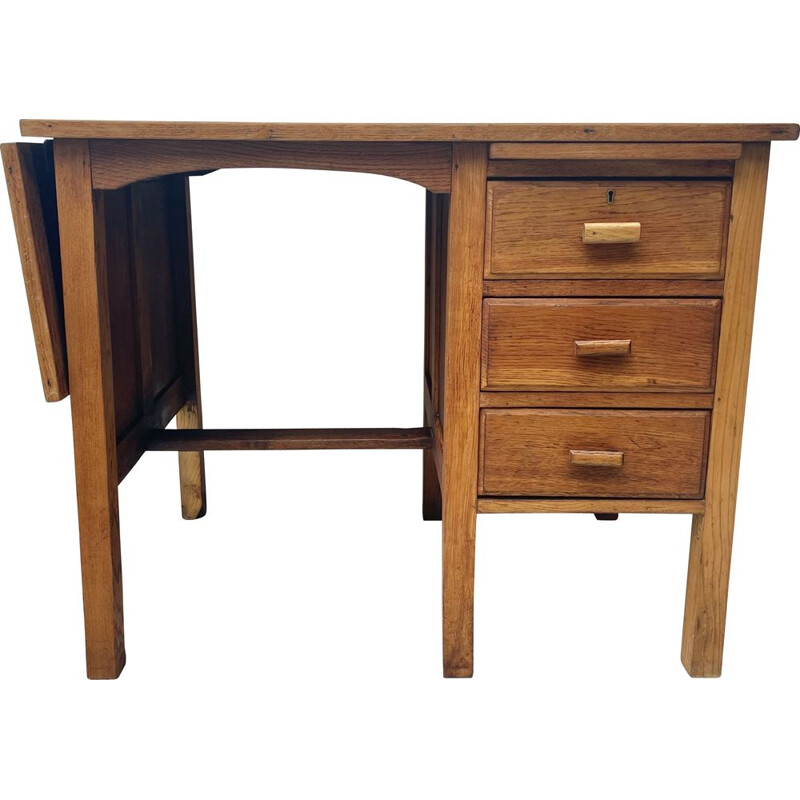 Vintage Wooden Extending Desk with Drawers 