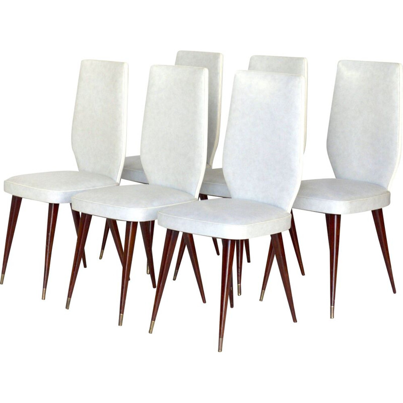 Set of 6 vintage vinyl chairs by Vittorio Dassi, Italy 1950