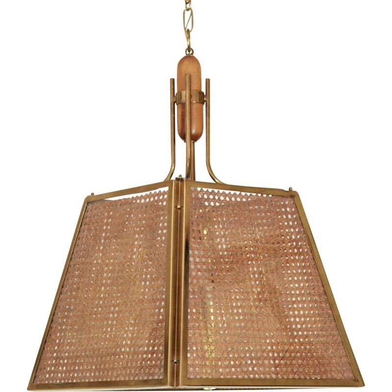 Vintage wicker ceiling lamp 1970s