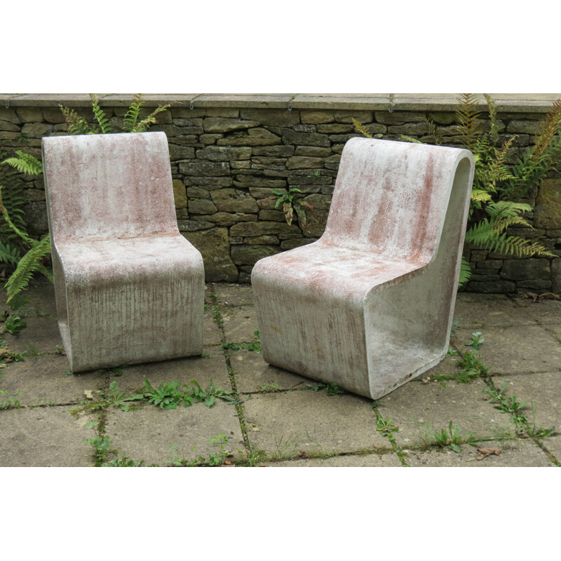 Pair of garden chairs in concrete - 1970s