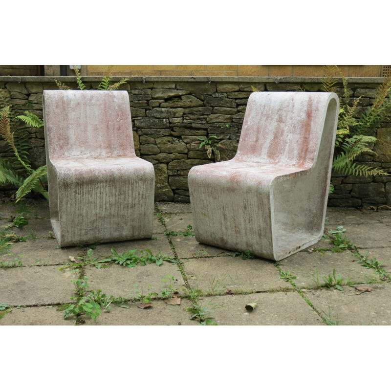 Pair of garden chairs in concrete - 1970s