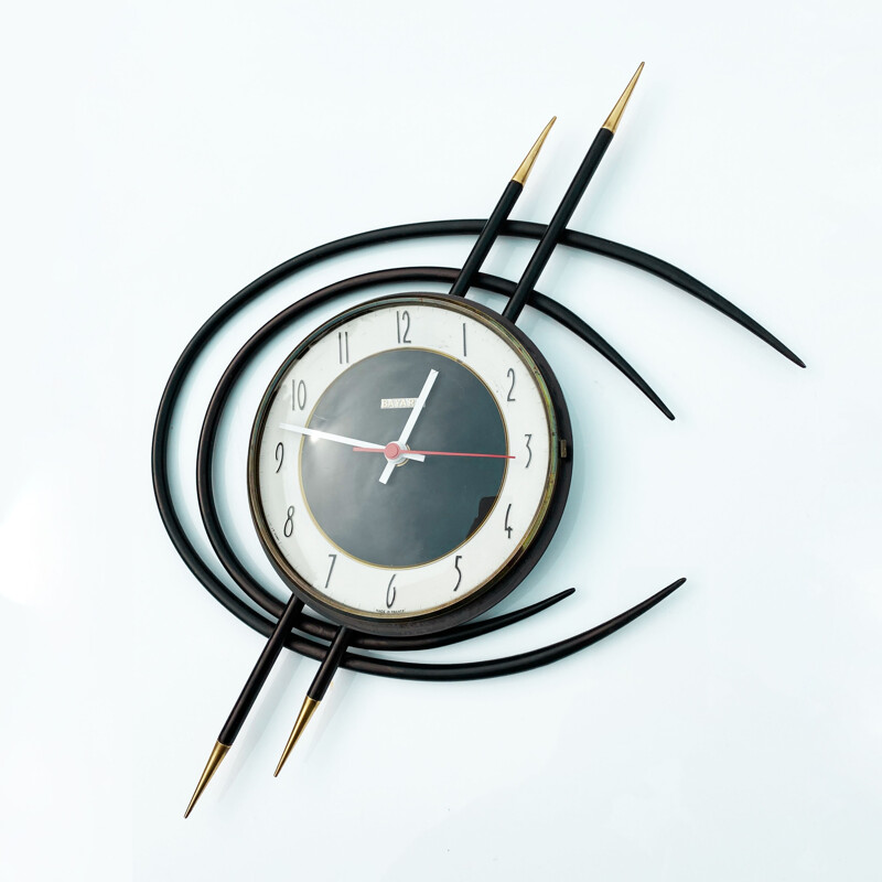 Vintage wall clock Space Age, France 1960s